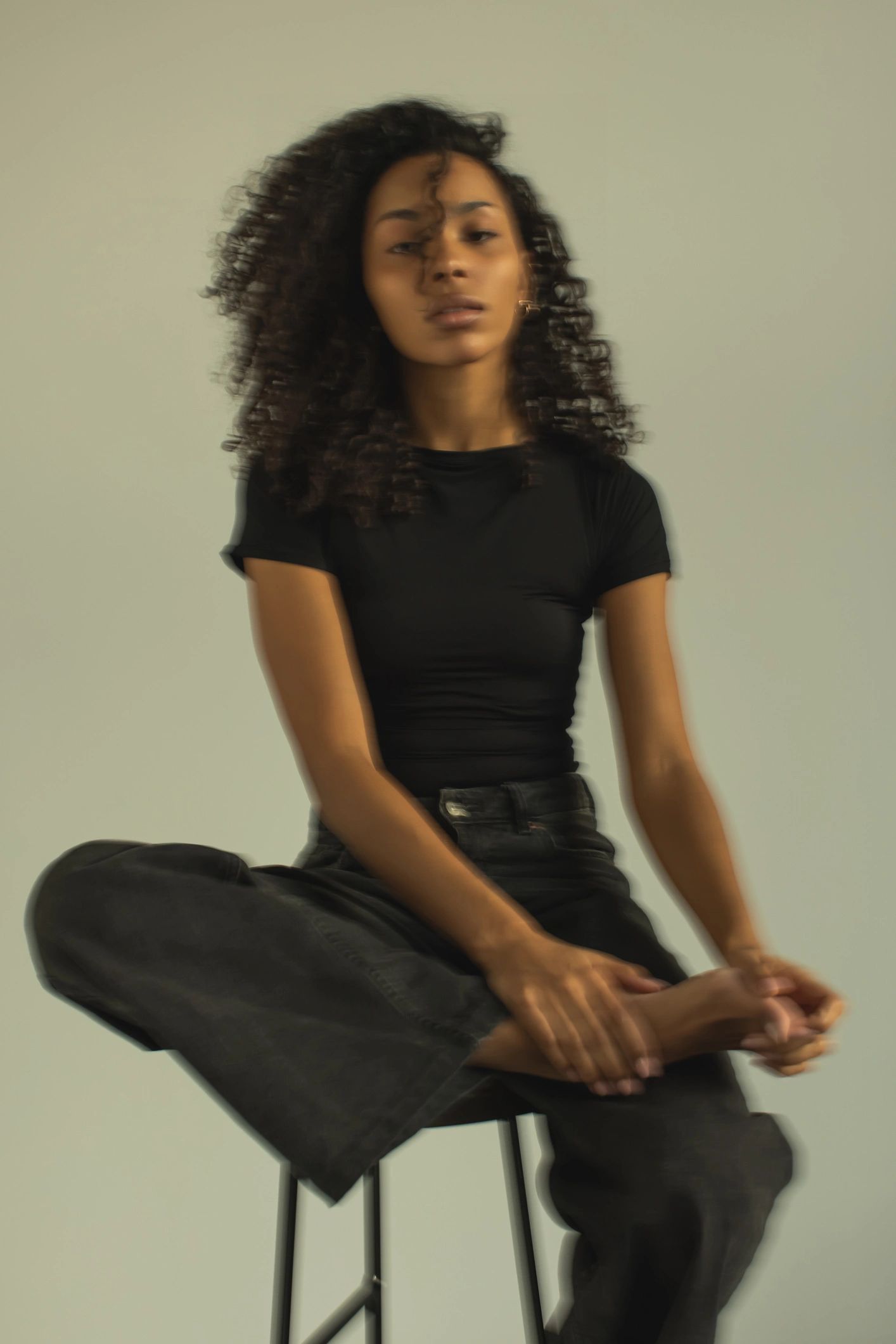 Editorial fashion portrait with motion blur