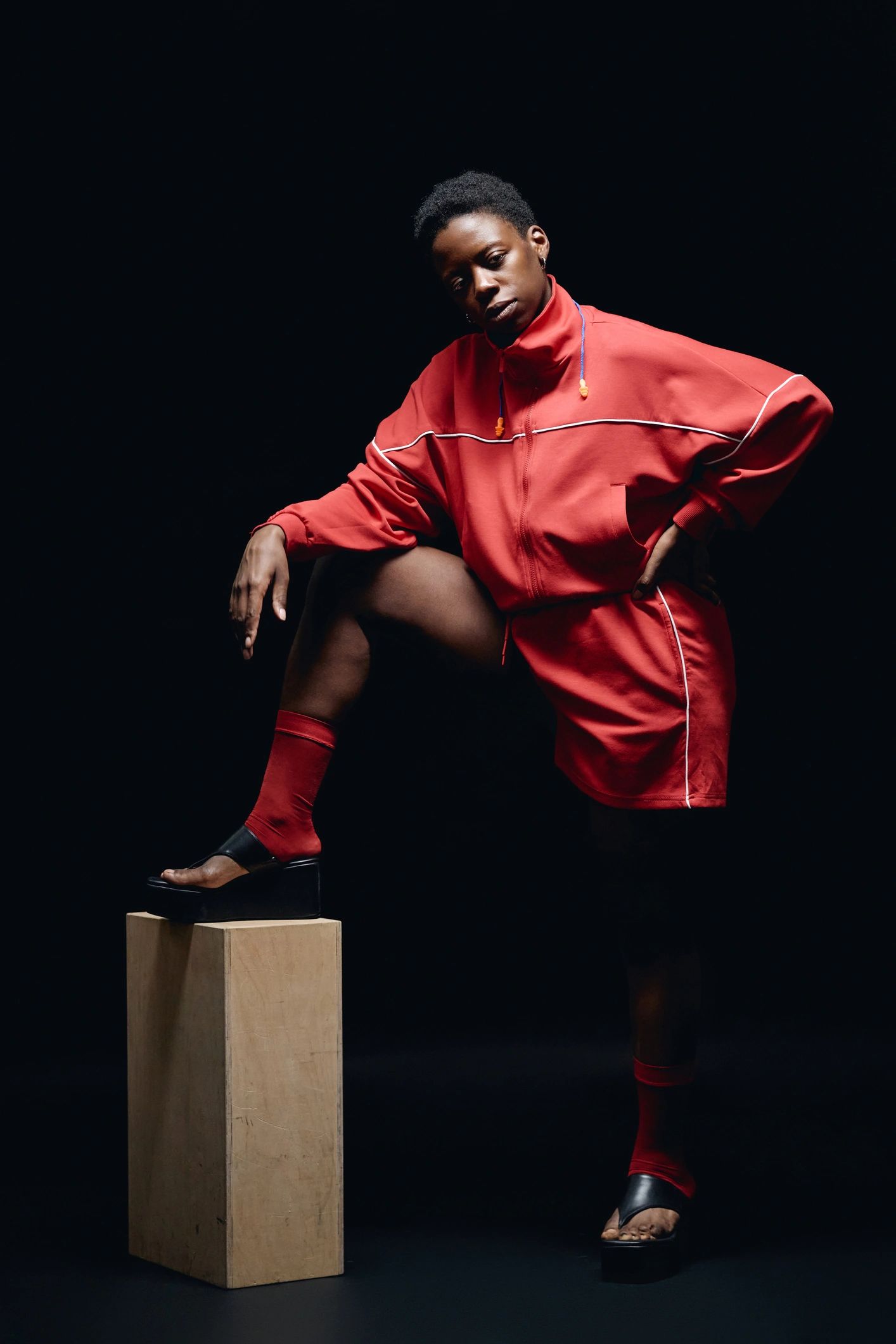 Confident fashion model in a sportswear campaign